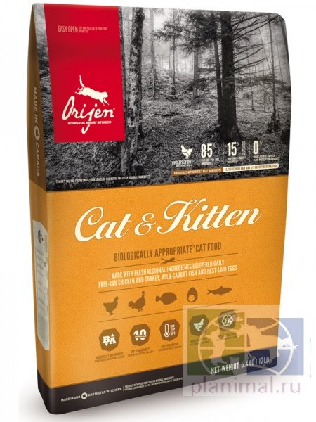 Orijen Cat 80/20 сухой корм для кошек и котят, беззерновой, курица, 1,8 кг