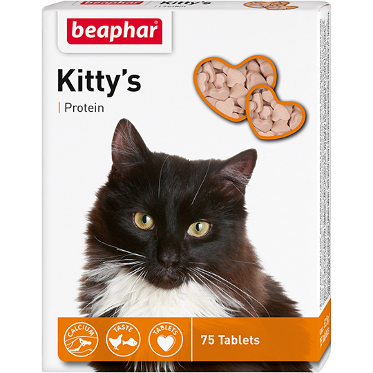 Beaphar: Кормовая добавка Kitty's + Protein с протеином для кошек, 75 таблеток