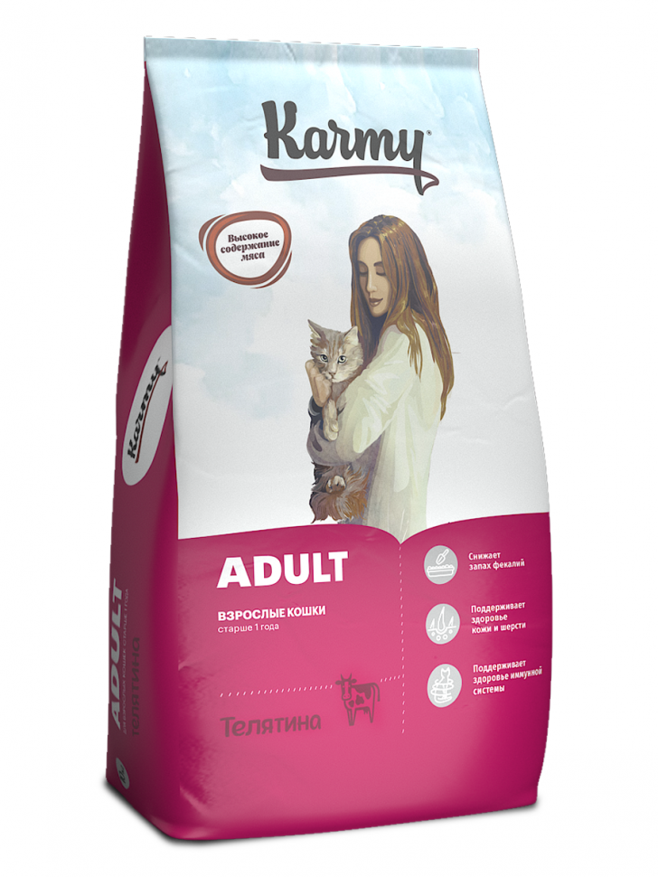 Karmy Эдалт Телятина корм для кошек от 1 года, 10 кг
