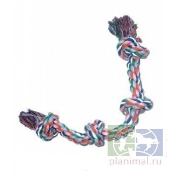 Игрушка для собак "Веревка цветная с 2-мя узлами", хлопок, арт. R0038