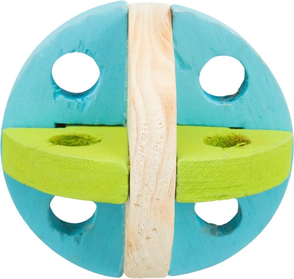 Trixie: Мяч для игр и лакомства, дерево, можно наполнять лакомствами, 8,5 см