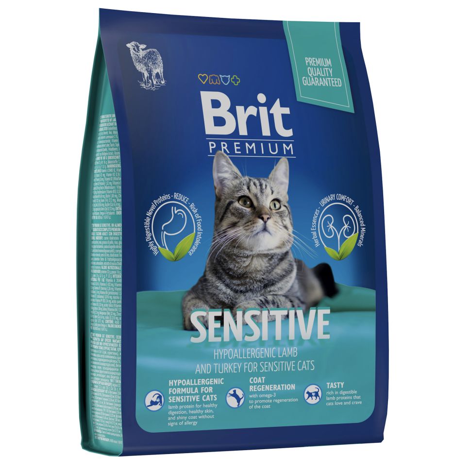 Brit: Premium, Сухой корм с ягненком и индейкой, для кошек, Cat Sensitive, 400 гр.