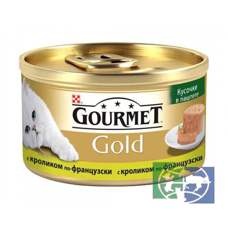 Консервы для кошек Purina Gourmet Gold Террин, кролик по-французски кусочки в паштете, банка, 85 гр.
