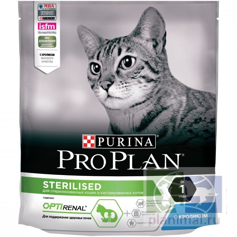 Сухой корм Purina Pro Plan для стерилизованных кошек и кастрированных котов, кролик, 400 гр.