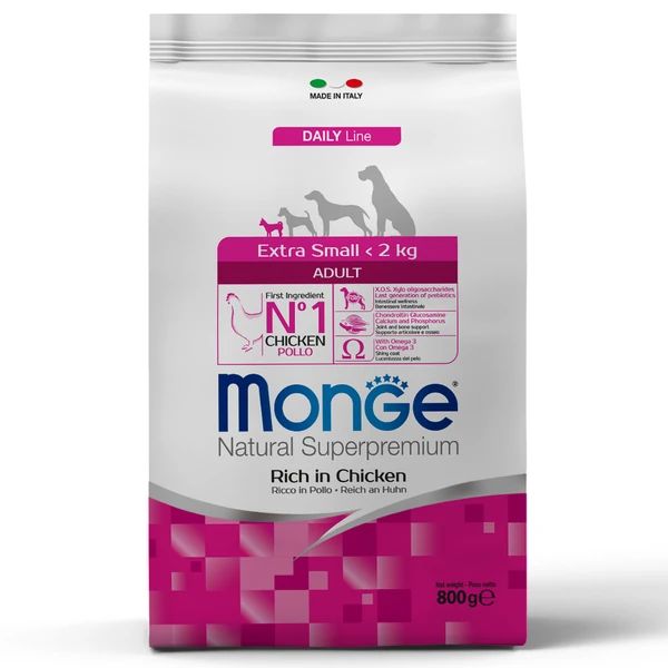Monge: Dog Extra Small, корм для взрослых собак миниатюрных пород, с курицей, 800 гр.