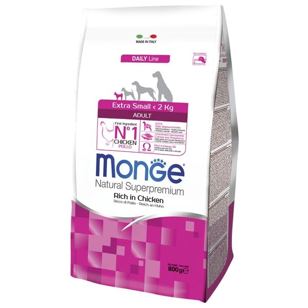 Monge: Dog Extra Small, корм для взрослых собак миниатюрных пород, с курицей, 800 гр.