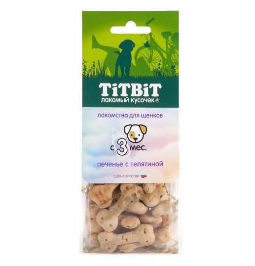 TiTBiT: Печенье с телятиной, для щенков с 3 месяцев, 70 гр, арт. 11478