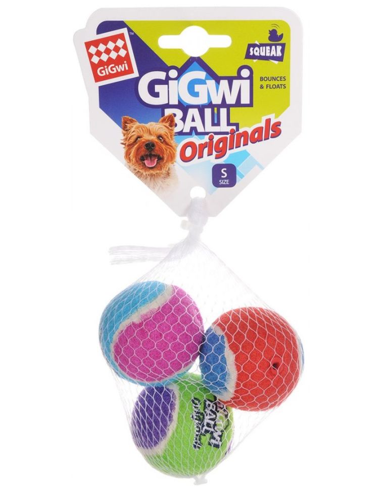 GiGwi: BALL Originals, Игрушка для собак, Три мяча с пищалкой, 4,8 см