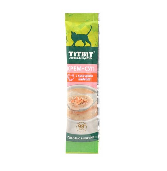 TiTBiT: Крем-суп для кошек, с кусочками индейки, 10 гр., арт. 014615