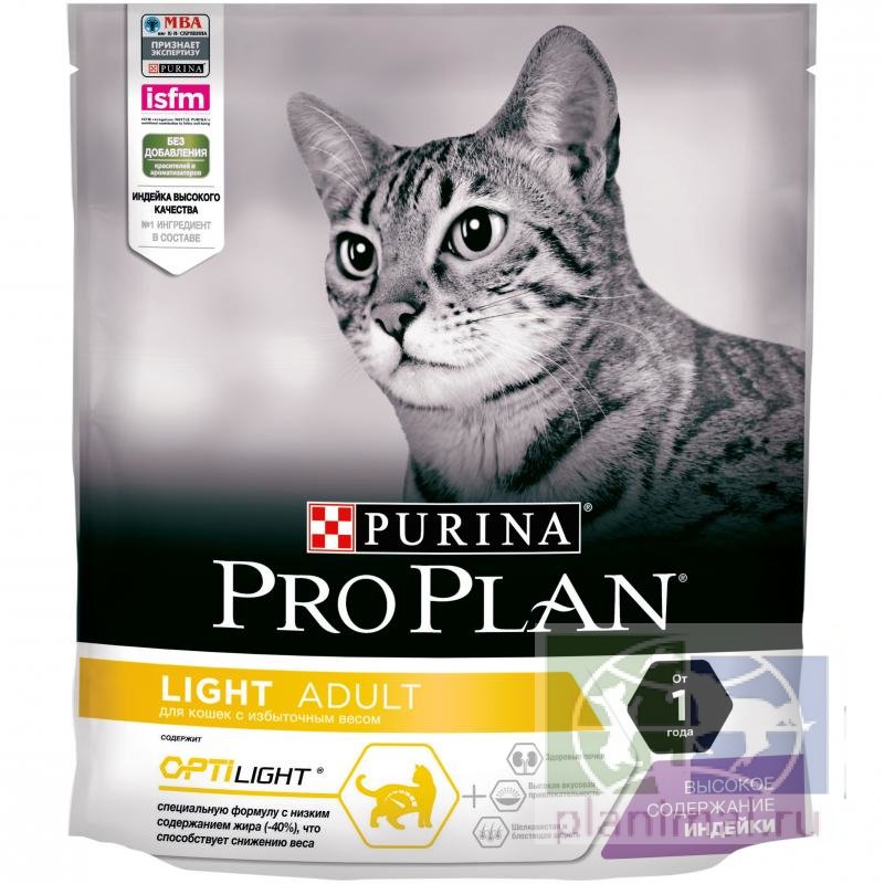 Сухой корм Purina Pro Plan для кошек с избыточным весом, индейка, пакет, 400 гр.