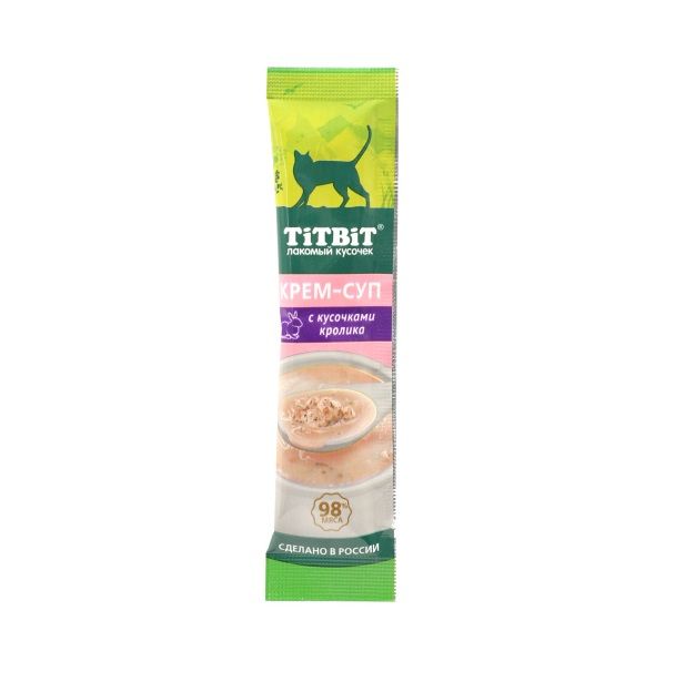 TiTBiT: Крем-суп для кошек, с кусочками кролика, 10 гр., арт. 014622