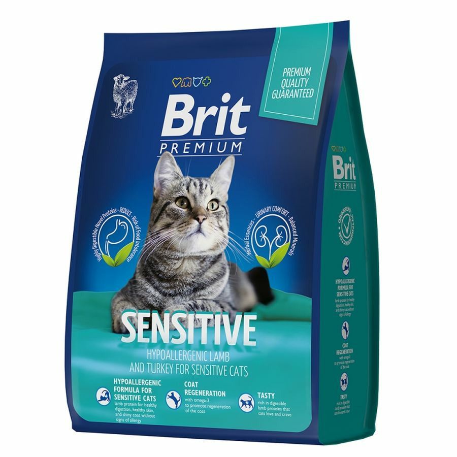 Brit: Premium, Сухой корм с ягненком и индейкой, для кошек, Cat Sensitive, 2 кг