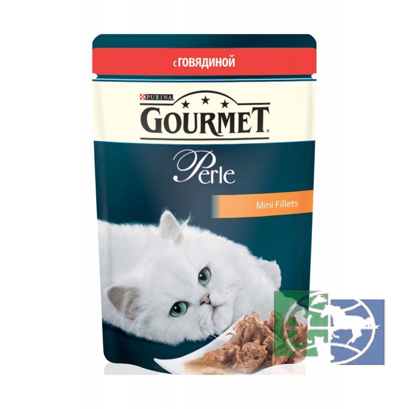 Консервы для кошек Purina Gourmet Perle, мини-филе говядины в подливе, пауч, 85 гр.