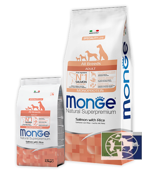 Monge Dog Speciality корм для собак всех пород лосось с рисом 2,5 кг