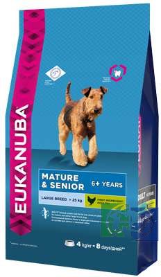 EUK Dog корм для собак крупных и очень крупных пород от 6 лет, 4 кг