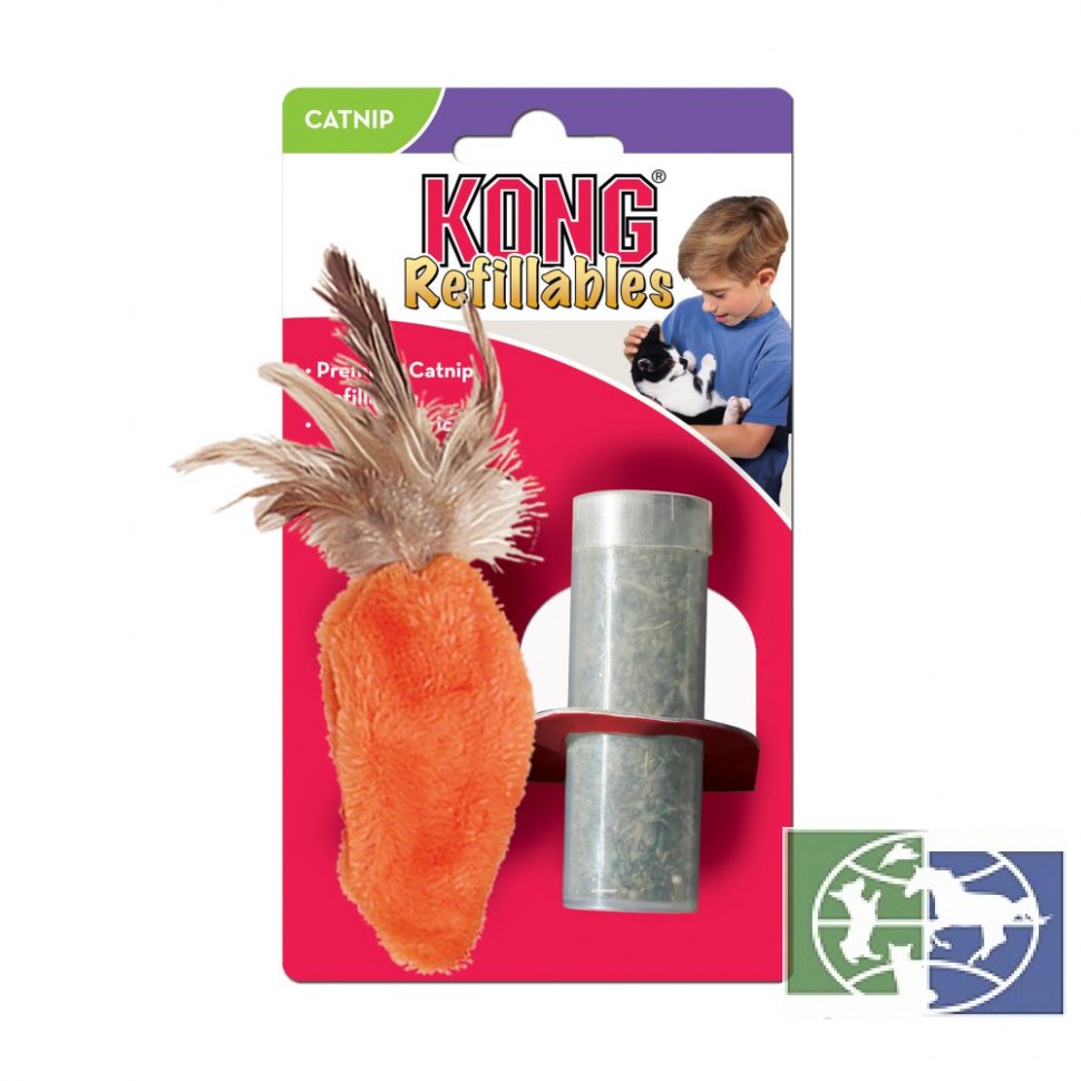 KONG игрушка для кошек "Морковь" 15 см плюш с тубом кошачьей мяты