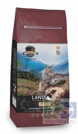 Сухой корм Landor Cat Lamb&Rice Sensitive корм для кошек ягненок с рисом, 2 кг