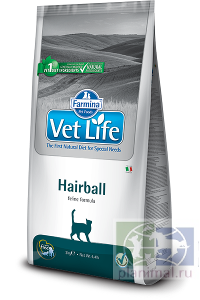 Vet Life Cat Hairball корм для выведения волосяных комочков для кошек, 2 кг