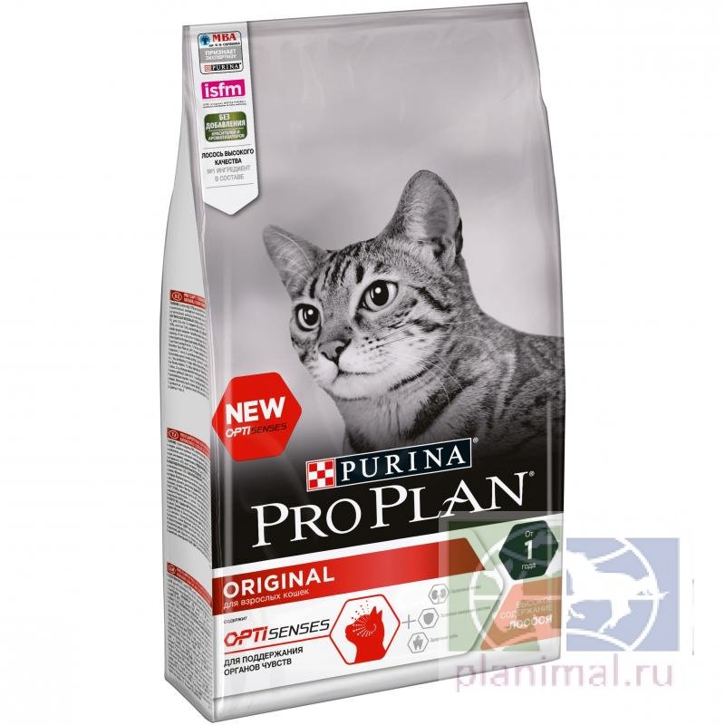 Сухой корм для взрослых кошек Purina Pro Plan Adult, лосось, пакет, 1,5 кг