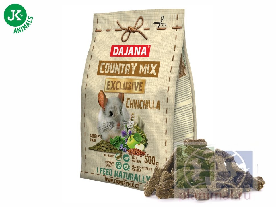 DAJANA COUNTRY MIX EXCLUSIVE эксклюзивный полноценный корм для шиншилл, 500 гр.