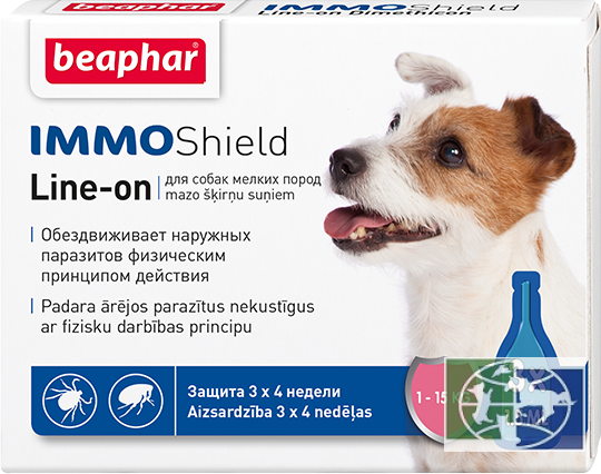 Beaphar: Капли IMMO Shield Line-on от паразитов для собак мелких пород 1-15 кг, 3 пип., цена за 1пип