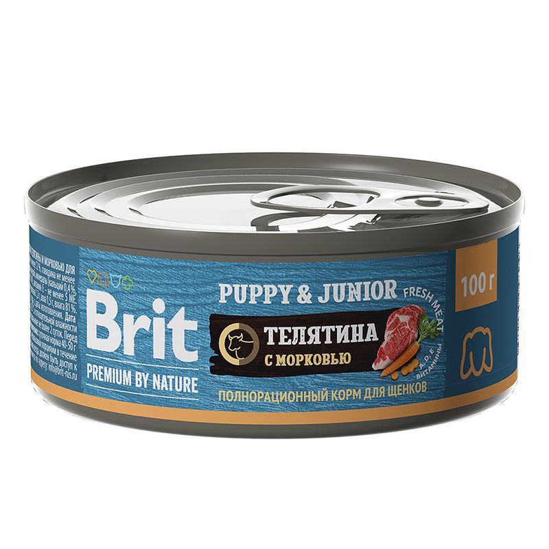 Brit Premium by Nature Консервы с телятиной и морковью для щенков мелких пород 100 гр.