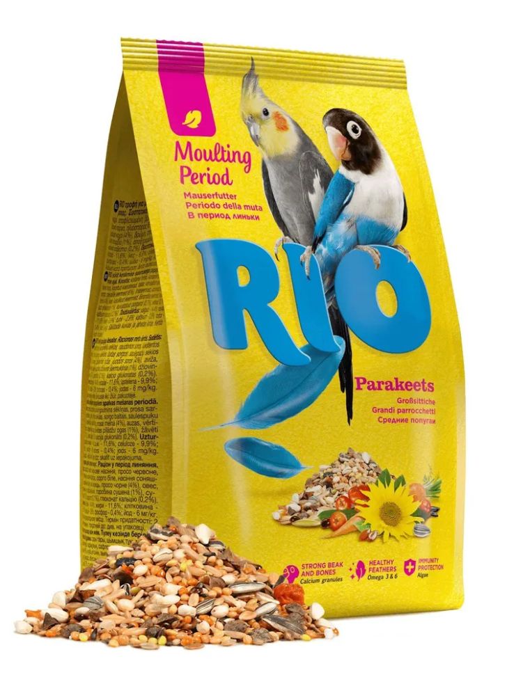 RIO: Корм для средних попугаев, рацион в период линьки, 500 гр.