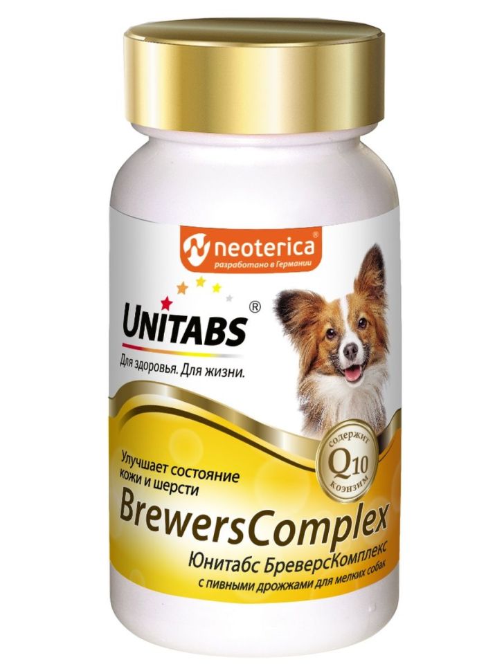 Unitabs: BrewersComplex с Q10 с пивными дрожжами, для мелких собак, 200 табл.