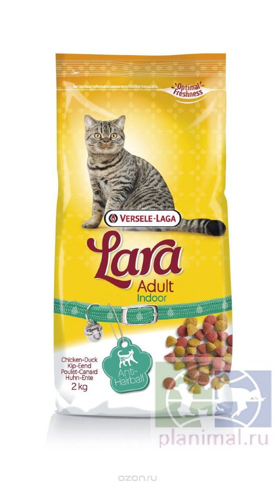 Versele-Laga Lara Adult Indoor Anti-Hairball корм для взрослых домашних кошек курица с уткой 2 кг