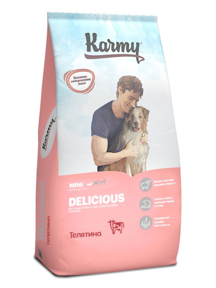 Karmy Delicious Мини Телятина корм для привередливых собак мелких пород до 10 кг от 1 года, 10 кг