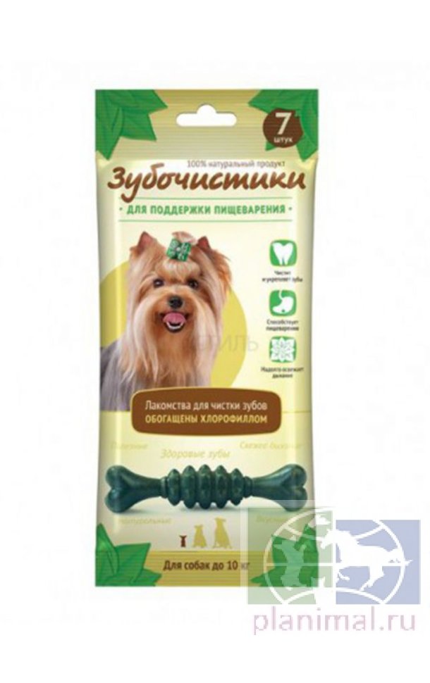 Зубочистики: Лакомство для собак мелких пород для пищеварения с хлорофиллом 7 шт.,60 гр, арт. 73303976