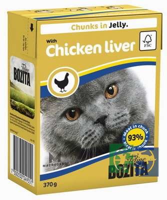 Bozita Feline Chicken Liver Tetra Pak кусочки в желе с куриной печенью для кошек, 370 гр.