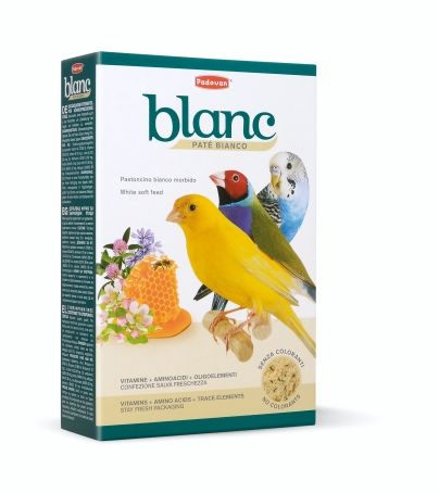 Padovan BLANC PÂTÉE мягкий пюреобразный дополнительный корм с мёдом для декоративных птиц, 300 гр.