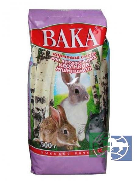 Вака: корм "ВАКА - Высокое Качество"  для шиншилл и декоративных кроликов, 0,5 кг