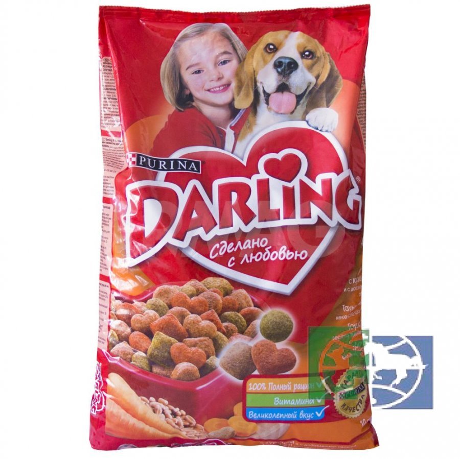 Сухой корм Purina Darling для собак всех пород, птица и овощи, пакет, 10 кг