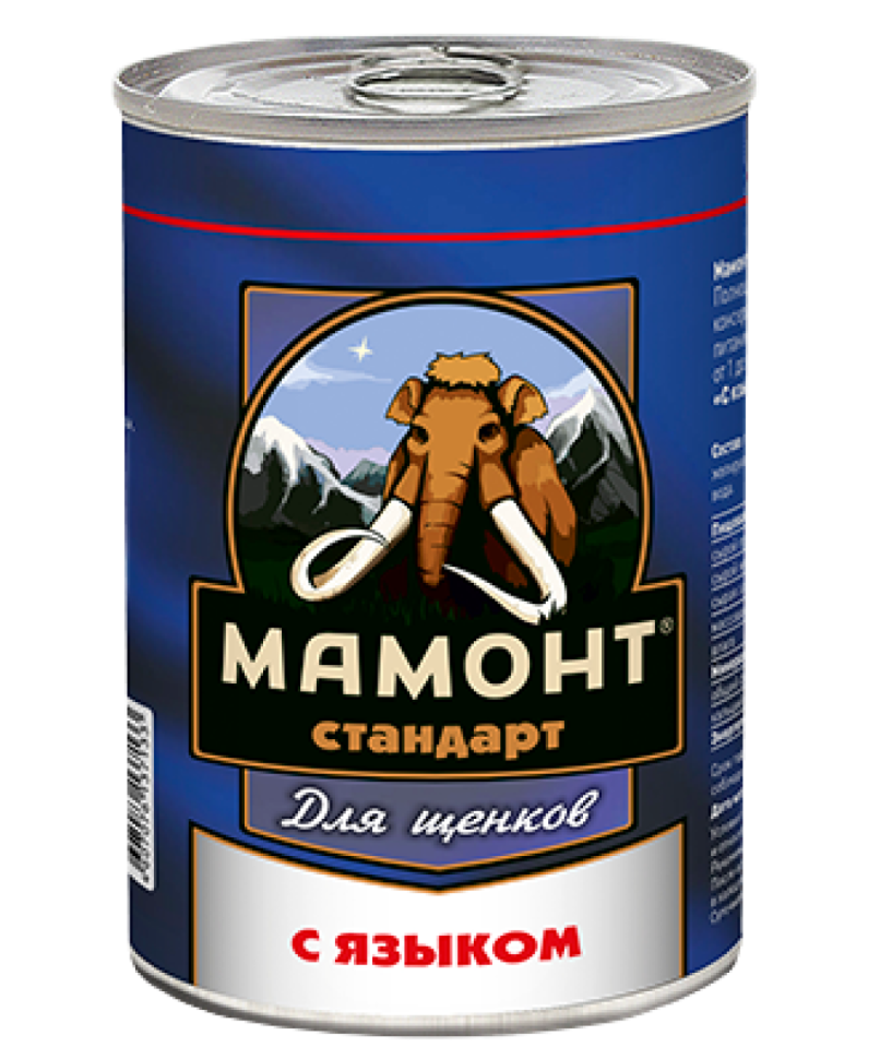 Мамонт Стандарт с Языком, консервы для щенков всех пород, 340 гр.
