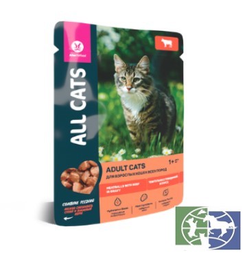 ALL Cats  консервированный корм для кошек всех пород с говядиной в соусе, 85 гр.