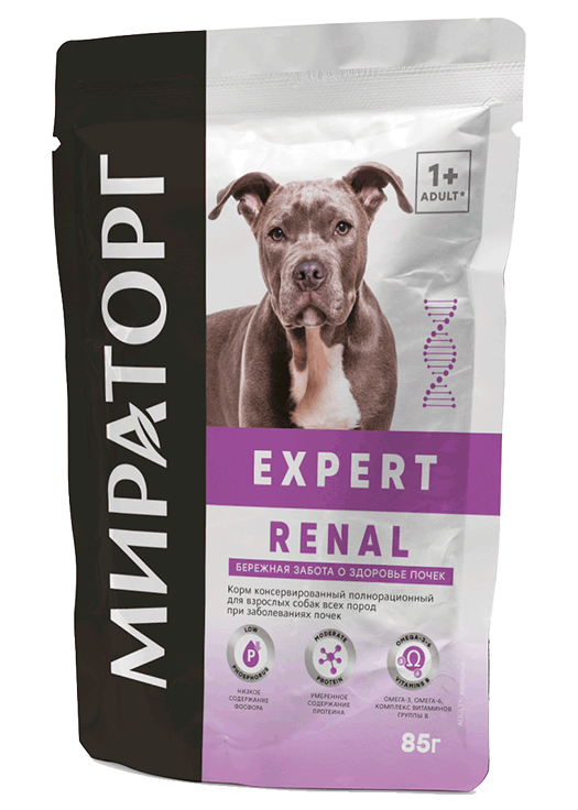 Мираторг Expert Renal корм для взрослых собак, при заболеваниях почек, куриная грудка 85 гр.
