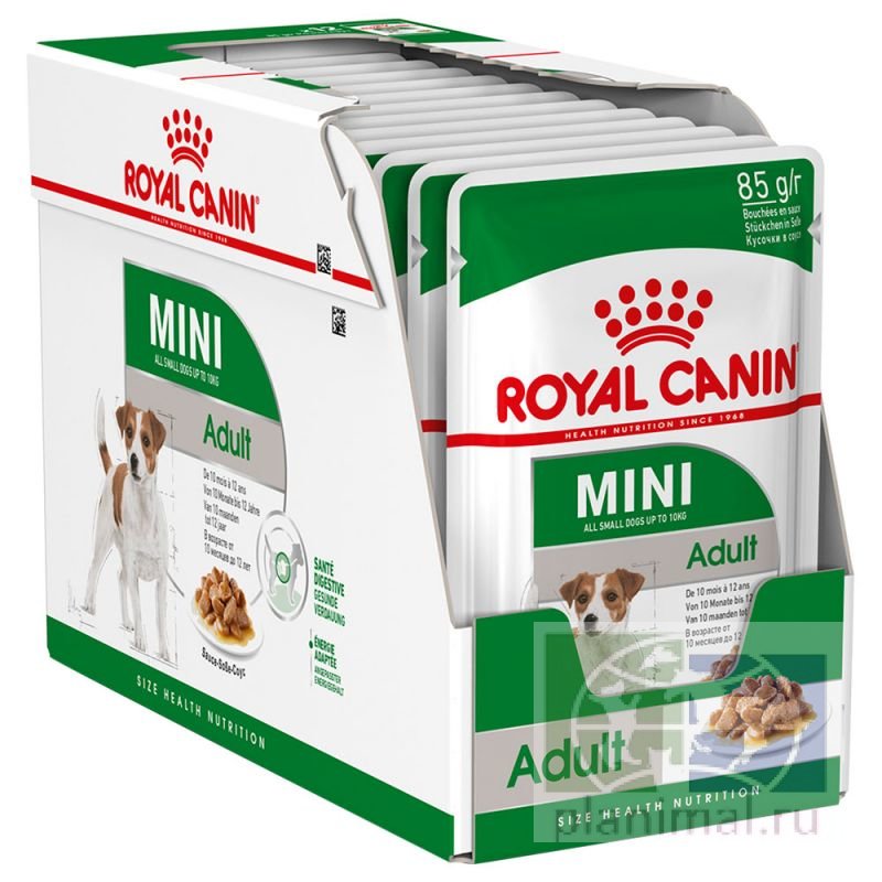 Royal Canin Mini Adult кусочки в соусе для взрослых собак мелких пород, 85 гр.