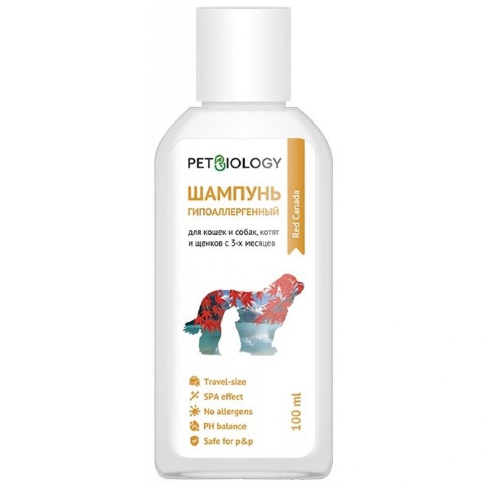 PetBiology: Шампунь гипоаллергенный, для кошек и собак, Канадский клен, 100 мл