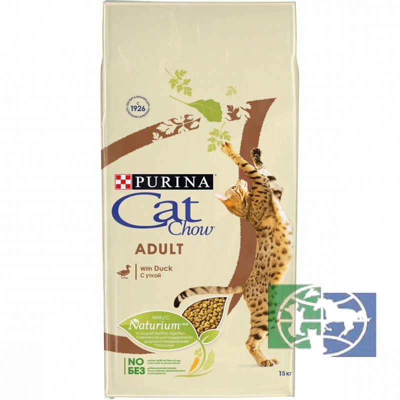 Сухой корм для взрослых кошек Purina Cat Chow, утка, 15 кг