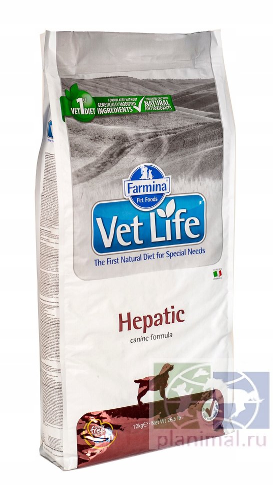 Vet Life Dog Hepatic диета при собак при хронической печеночной недостаточности, 12 кг