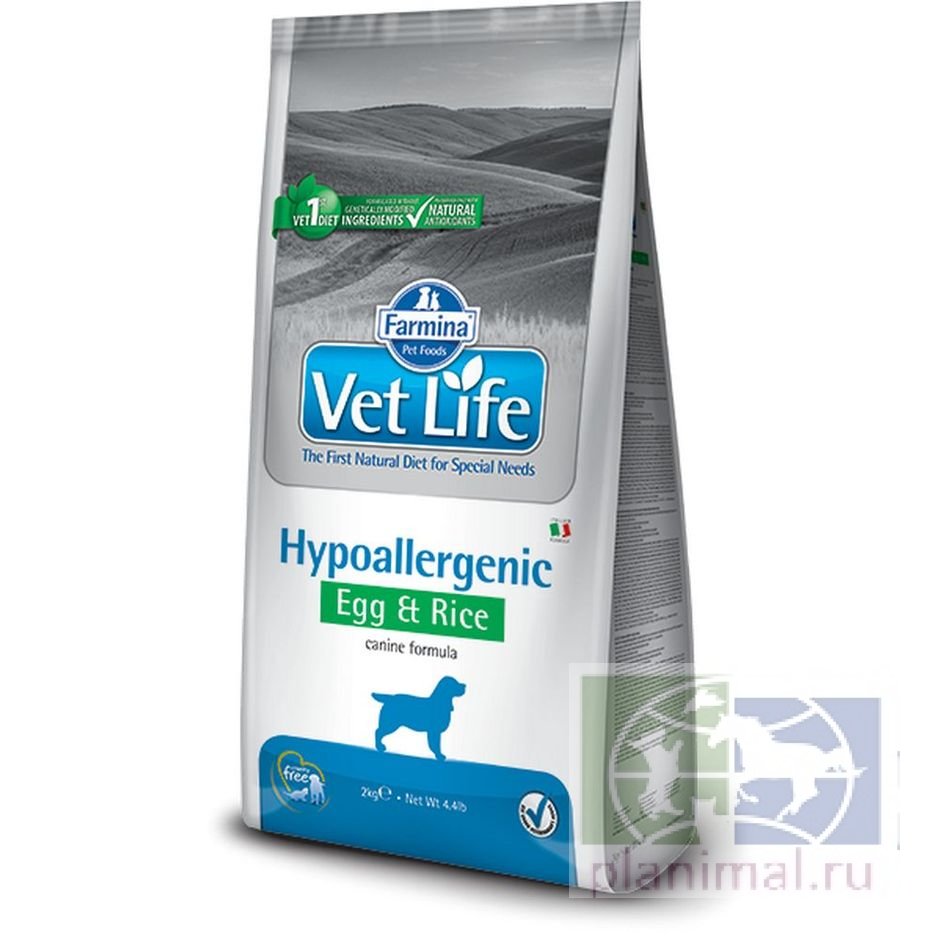 Vet Life Dog Hipo Egg & Rice диета диета для собак при пищевой аллергии и непереносимости Яйцо и Рис, 12 кг