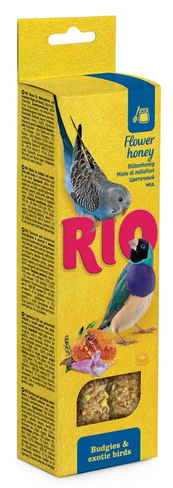 RIO: Палочки для волнистых попугайчиков и экзотов с медом, 2 шт. по 40 гр.