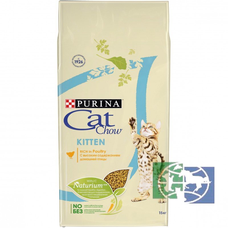 Сухой корм для котят, беременных и кормящих кошек Purina Cat Chow, домашняя птица, 15 кг