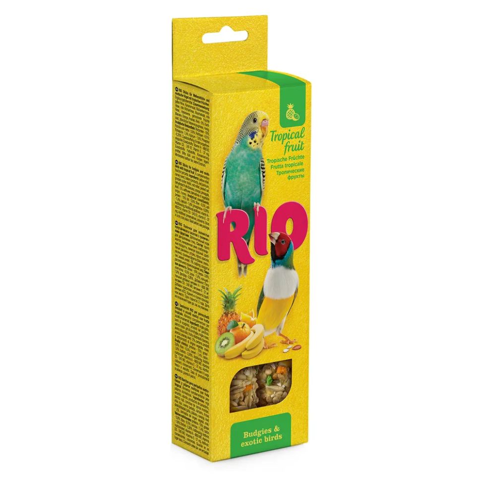 RIO: Палочки для волнистых попугайчиков и экзотов, с тропическими фруктами, 2 шт. по 40 гр.