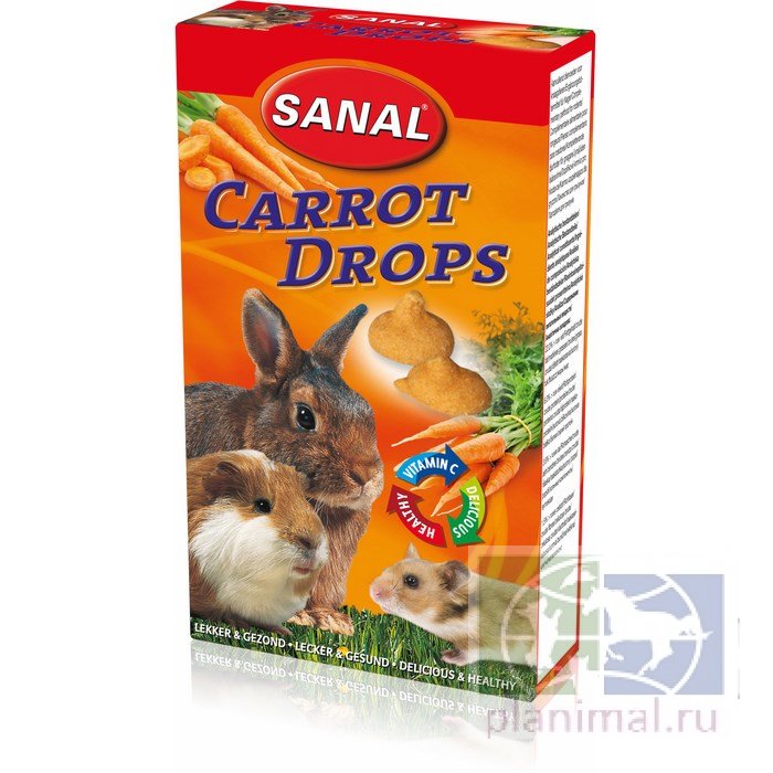 Sanal: дропсы Carrot Drops Морковные для грызунов + вит. С, 45 гр.