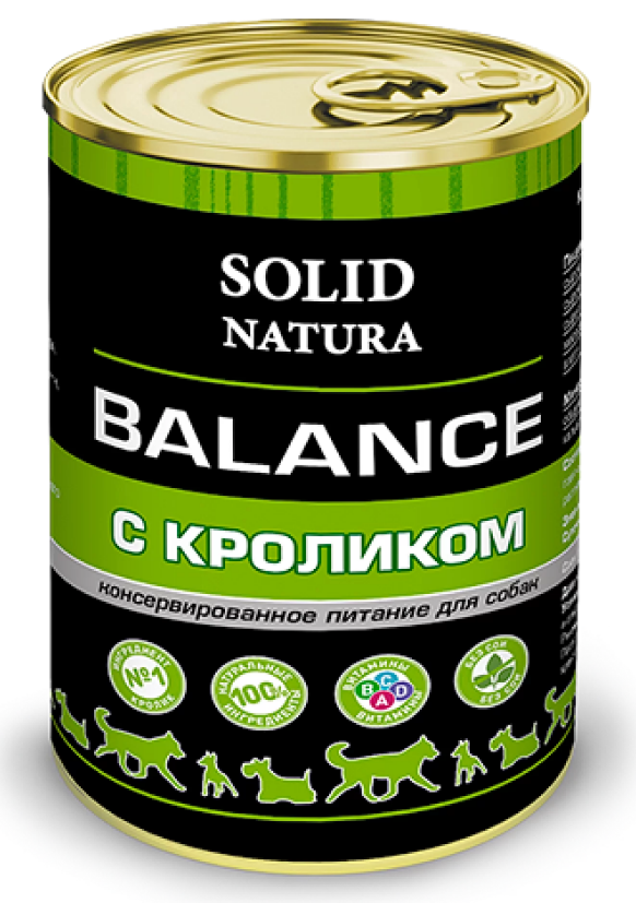 Solid Natura Balance Кролик влажный корм для собак жестяная банка 0,34 кг