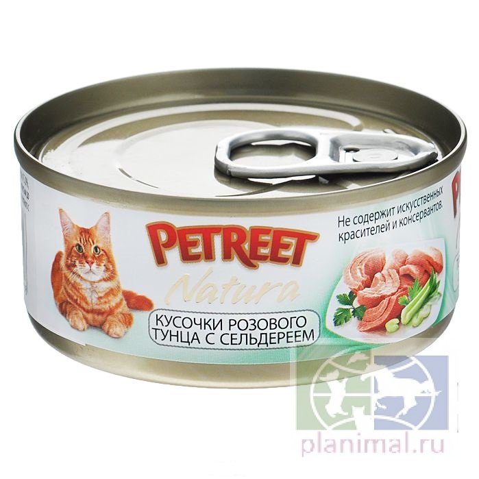 Petreet  кусочки розового тунца с сельдереем, консервы для кошек, 70 гр.