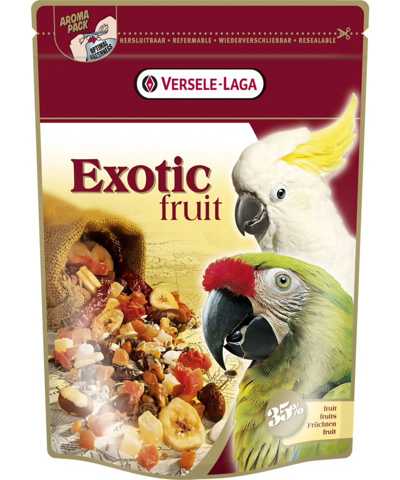 Versele-Laga Parrots Exotic Fruit Смесь злаков, семян и фруктов премиум-класса для крупных попугаев, 600 гр.